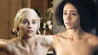 Emilia Clarke And Nathalie Emmanuel Showing Their Plots – From Game Of Thrones #3